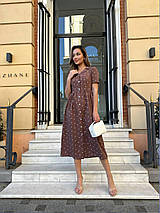 Сукня софт довжина міді в горошок із короткими рукавами розміри норма й батал, фото 2