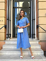 Сукня софт довжина міді в горошок із короткими рукавами розміри норма й батал, фото 4