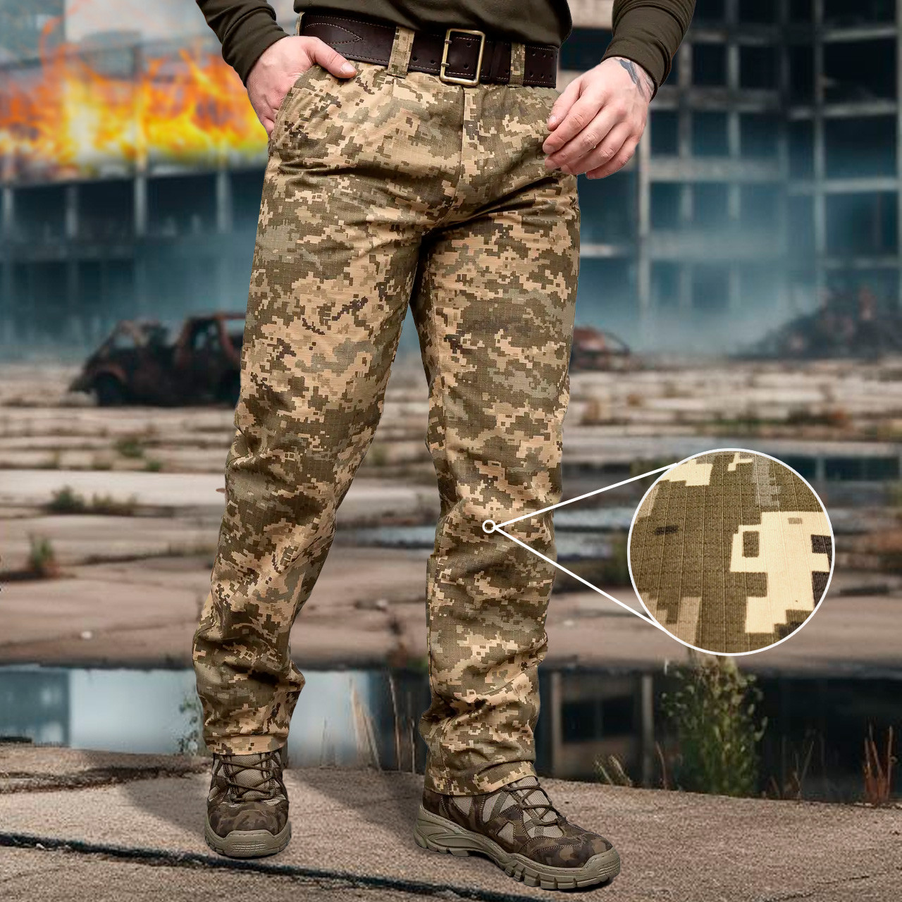 Штани тактичні військові 2 кишені Target BX піксель ріп-стоп (вафелька)