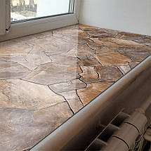 Покриття для підвіконня, м'яке скло з фотодруком Текстура викладеного каміння, 35 х 100 см, ПО-tx424, фото 2