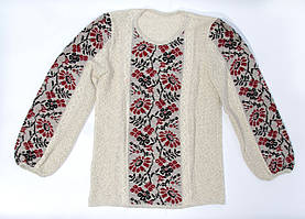 В'язана вишиванка для дівчинки "Ромашки чорно-червоні" 0743