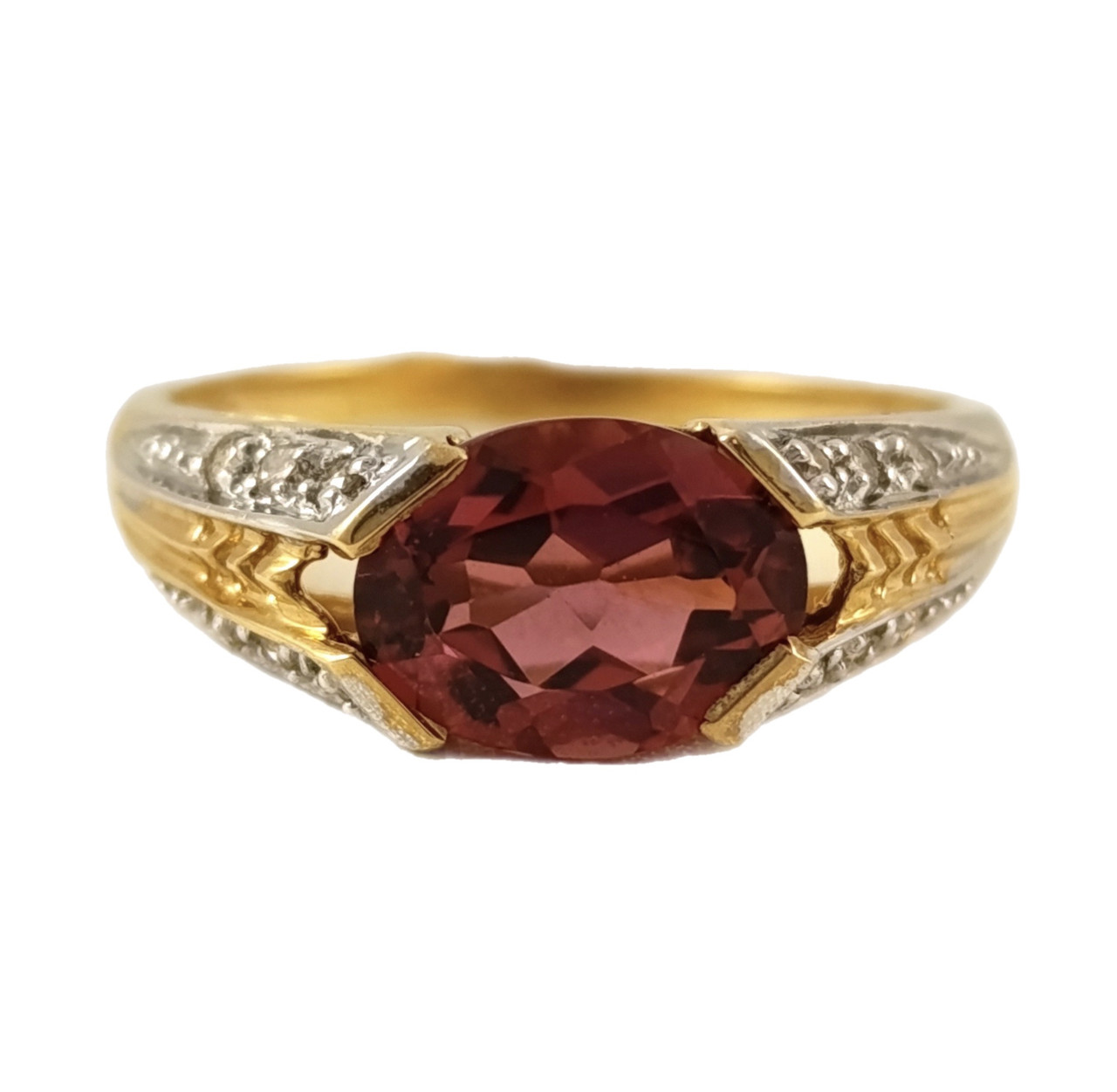 Каблучка золота з турмаліном і діамантами К188-0412, фото 1