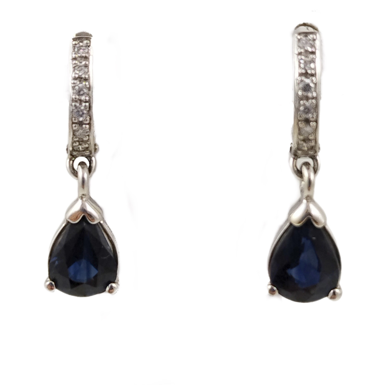 Золоті сережки-підвіски з діамантами і сапфірами 2167, фото 1