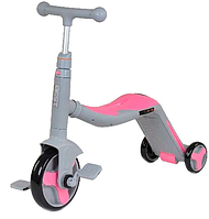 Самокат 3в1 JT 90601 Best Scooter самокат-велобіг-велосипед рожевий