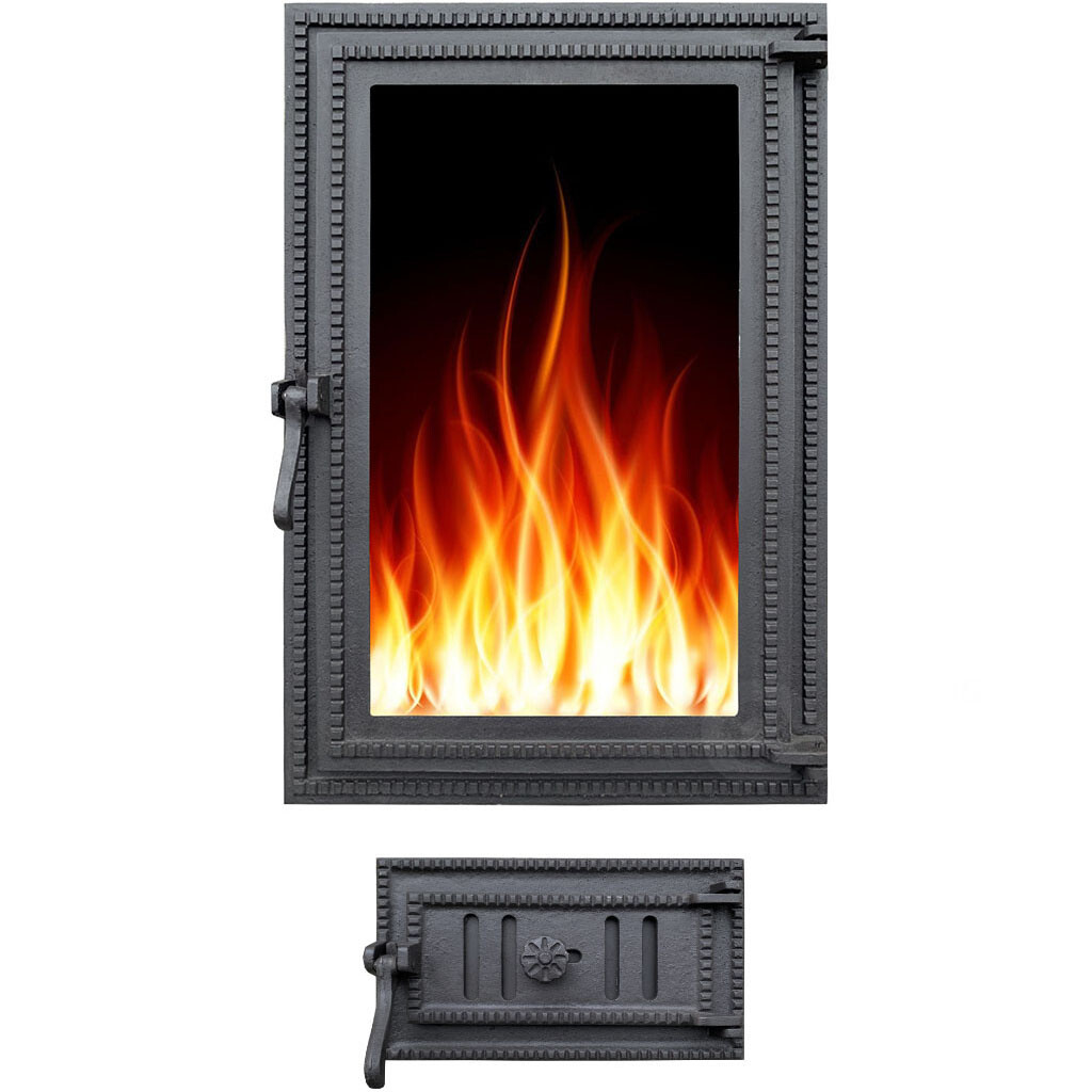 Дверцята для печі роздільні Iron Fire Brown 440x640 мм із піддуванням 315х180