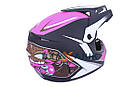 Шолом (кросовий) VIRTUE MD-905 чорно-біло-малиновий [M], фото 3