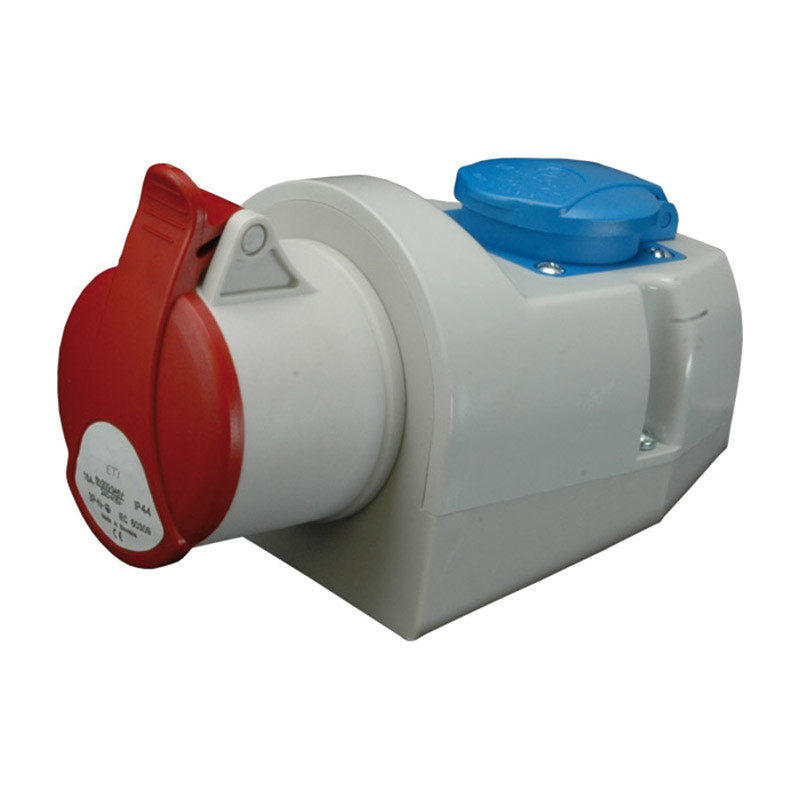 Розетка комбінована ETI EZCZ-S-3243 32A 400V/230V 3P+PE/EE 16S Schuko IP44 (4482052)