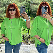 Жіноча футболка-туніка з натуральної тканини двонитки великих розмірів, фото 2