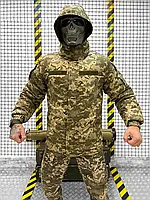 Бушлат військовий утеплений синтепон + флісова підкладка з капюшоном. Куртка зима Піксель з водонепроникним пр