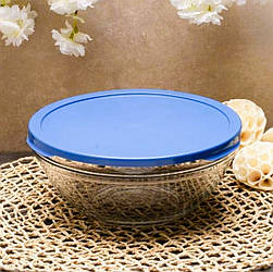 Cалатник з синьою пластиковою кришкою 1135 мл d-17см,h-8см   (Chiefs)