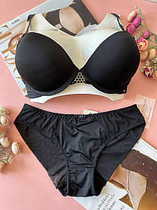 75/80/85/90В Чорний комплект жіночої нижньої білизни на чашку В