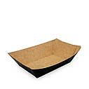 Тарілка-човник велика паперова | Чорна/крафт 1PE 500мл 100 шт/уп, фото 2