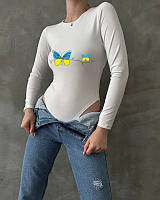 Стильне жіноче боді з принтом в українському стилі