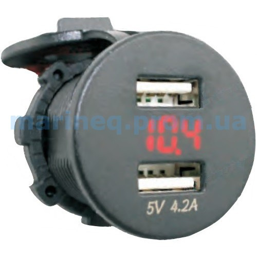 Гніздо USB з подвійним виходом і вольтметром. Арт. SF50797-1B