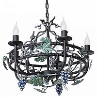 Люстра кована Виноград 5 ламп Чорний оксамит, лоза старе срібло