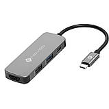 Концентратор адаптер хаб Hub NOVOO USB C, Type-C 4-в-1 з HDMI 4K, PD, USB 3.0, фото 6