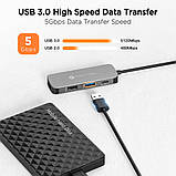 Концентратор адаптер хаб Hub NOVOO USB C, Type-C 4-в-1 з HDMI 4K, PD, USB 3.0, фото 5