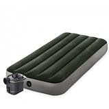 Надувний матрац велюр з насосом (99-191-25 см.) Intex 64777 Зелений, фото 2