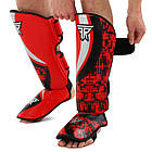 Захист гомілки та стопи шкіряний для єдиноборств Zelart Fistrage 4469 розмір XL Red-Black, фото 2