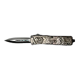 Викидний ніж фронтальний MicroTech 328 Skull з Чохлом 22.5см Grey (7_00475), фото 3