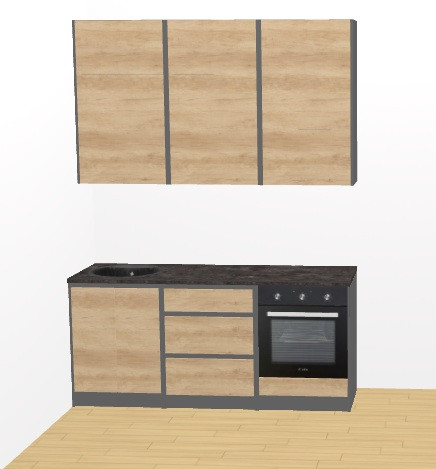 Кухня пряма Графіті 1.8 м дуб крафт золотий/графіт, фото 1