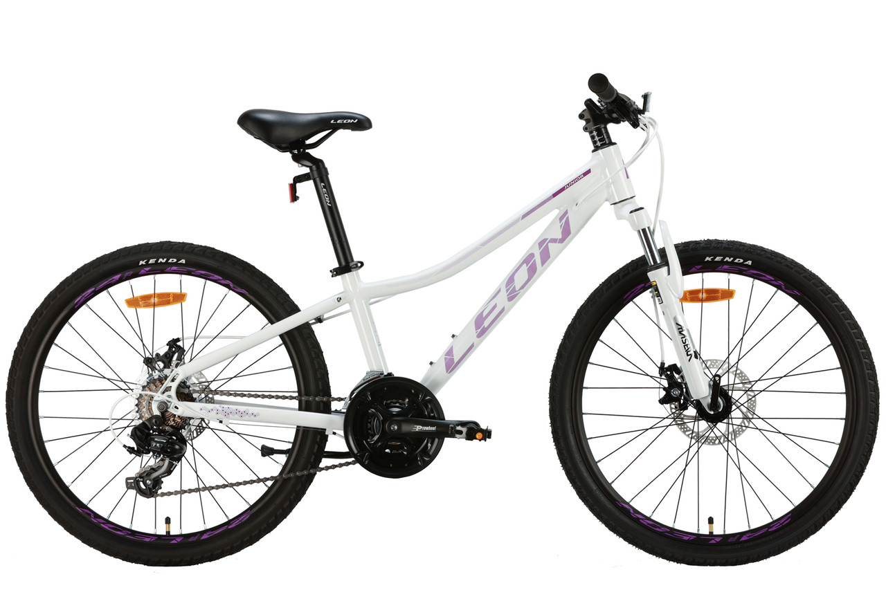 Велосипед 24" Leon JUNIOR AM DD 2024 рама - 12" білий з бузковим