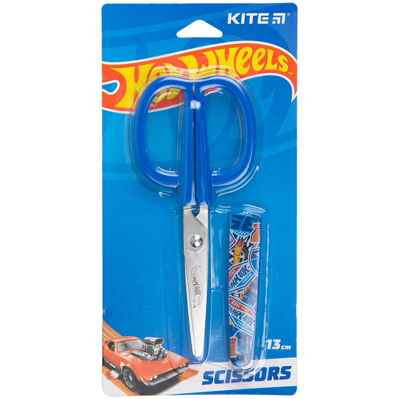 Ножиці дитячі в футлярі Kite Hot Wheels HW23-124, 13 см, фото 1