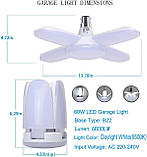 HZSANUE B22 Bayonet світлодіодний світильник для гаража, 60 Вт, 6500 К, денне світло, білий, 6800 лм, деформований світильник, фото 7