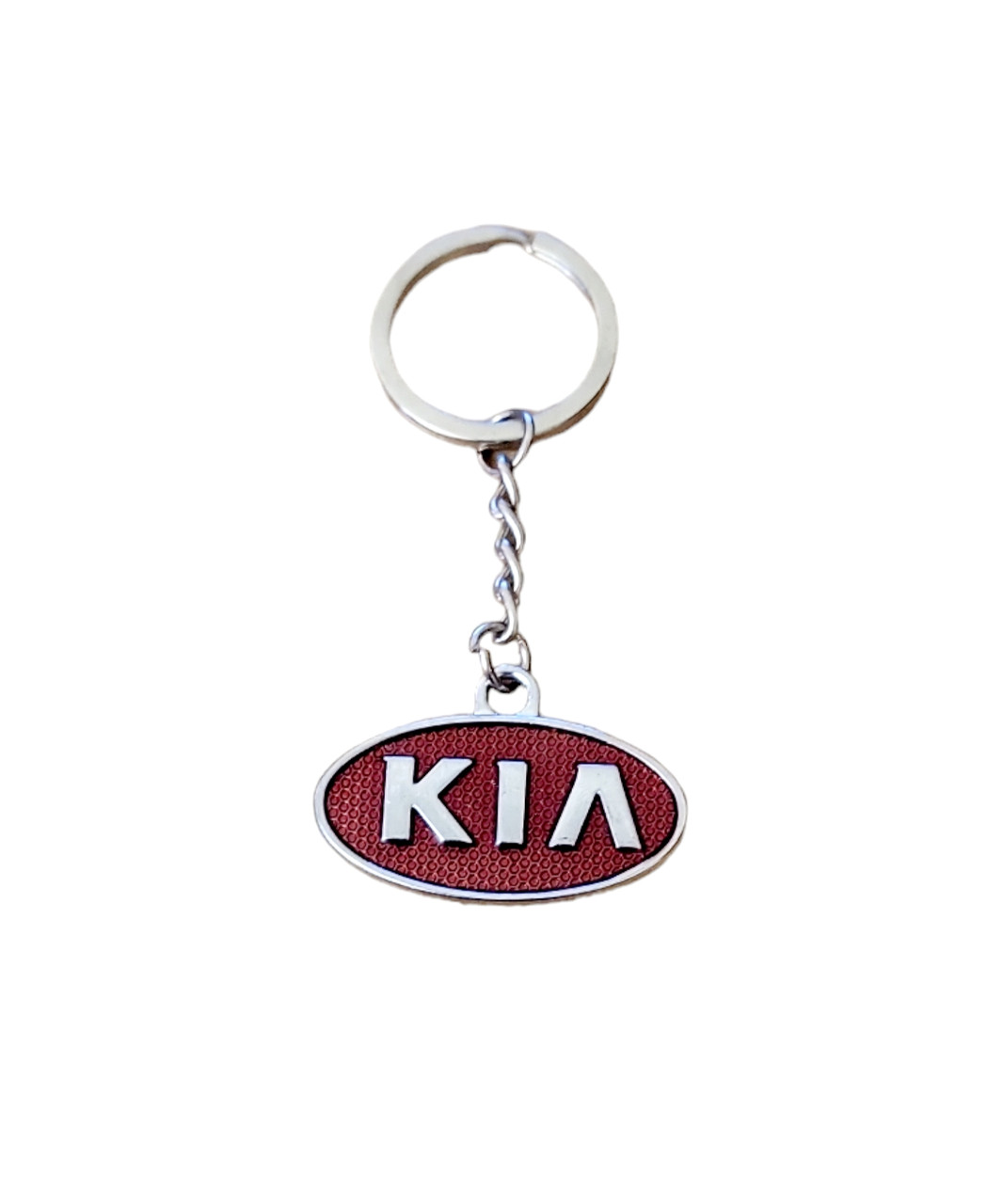 Брелок автомобільний для ключів Кіа Kia металевий хром з червоним