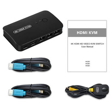KVM свіч перемикач, 2 порта, HDMI USB, кнопка, фото 3