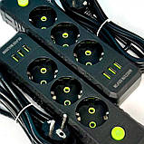Подовжувач UA Power F43U 3USB на 3 розетки, 4 м, чорний, фото 2