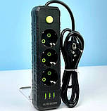 Подовжувач UA Power F43U 3USB на 3 розетки, 4 м, чорний, фото 3