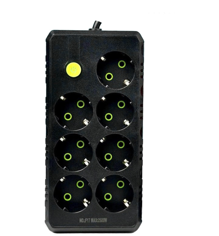 Подовжувач UA Power F17 на 7 розеток, 4 м, чорний, фото 1