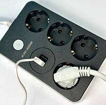 Подовжувач Power Socket 8203 2USB на 4 розетки, 2 м, чорний, фото 2