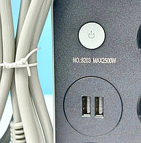 Подовжувач Power Socket 8203 2USB на 4 розетки, 2 м, чорний, фото 5