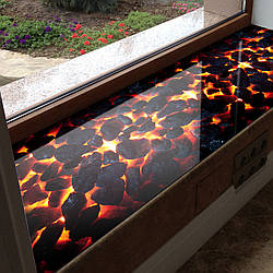 Покриття для підвіконня, м'яке скло з фотодруком Тліюче вугілля, 35 х 100 см, ПО-tx422