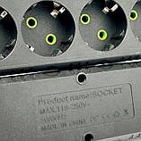 Подовжувач UA Power F44U 3USB на 4 розетки, 4 м, чорний, фото 2