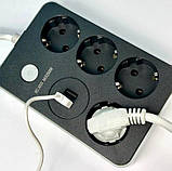 Подовжувач Power Socket 8203 2USB на 4 розетки, 2 м, чорний, фото 2