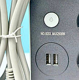 Подовжувач Power Socket 8203 2USB на 4 розетки, 2 м, чорний, фото 5