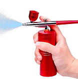 Набір для аерографії акумуляторний, аерограф із компресором 9360, рожевий, фото 5