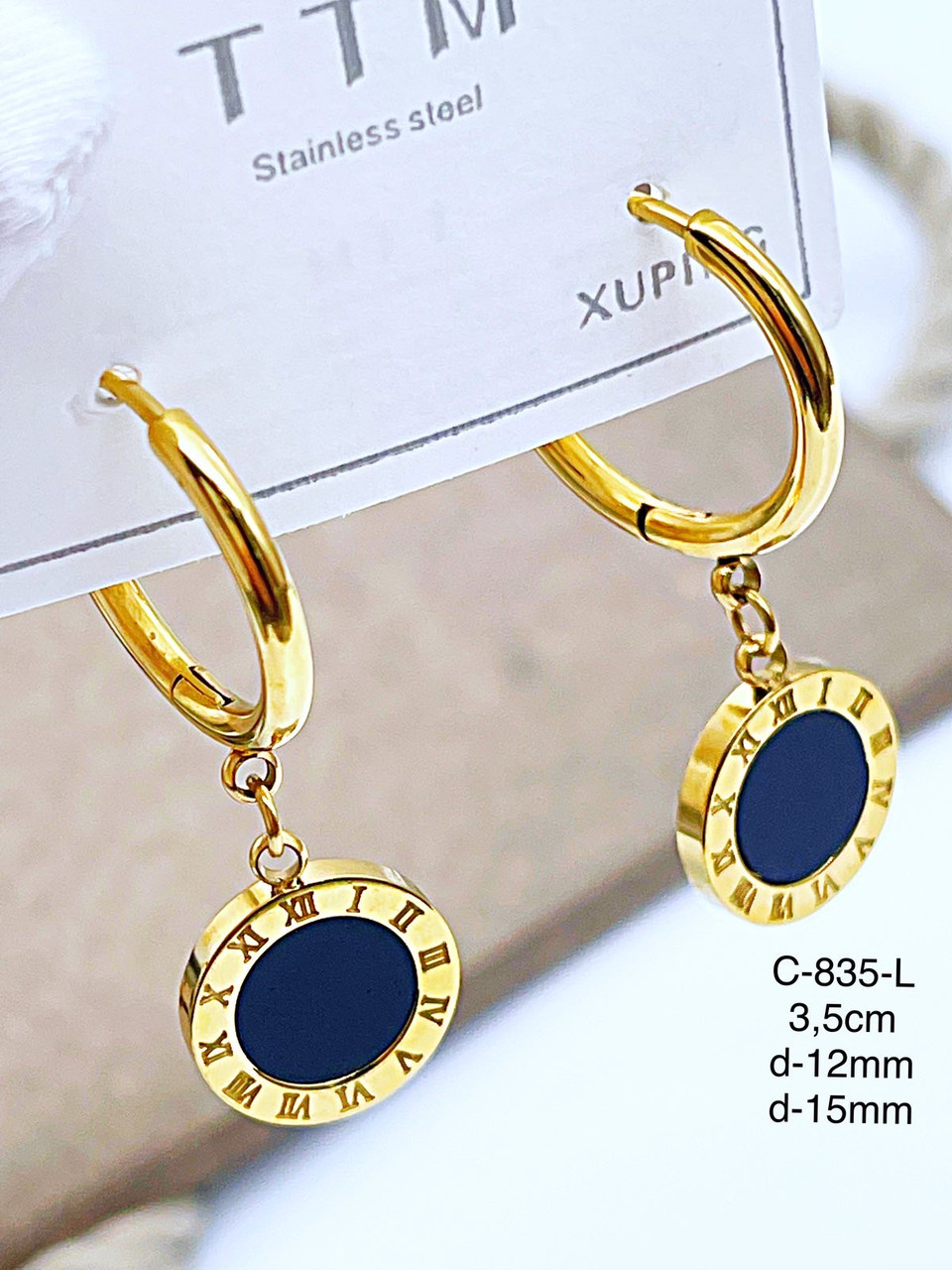 Сережки Xuping Stainlees steel позолота 14к