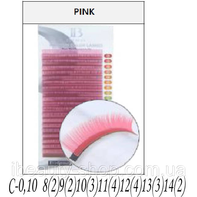 Вії I-BEAUTY MIX Рожеві C 0,10 8-14