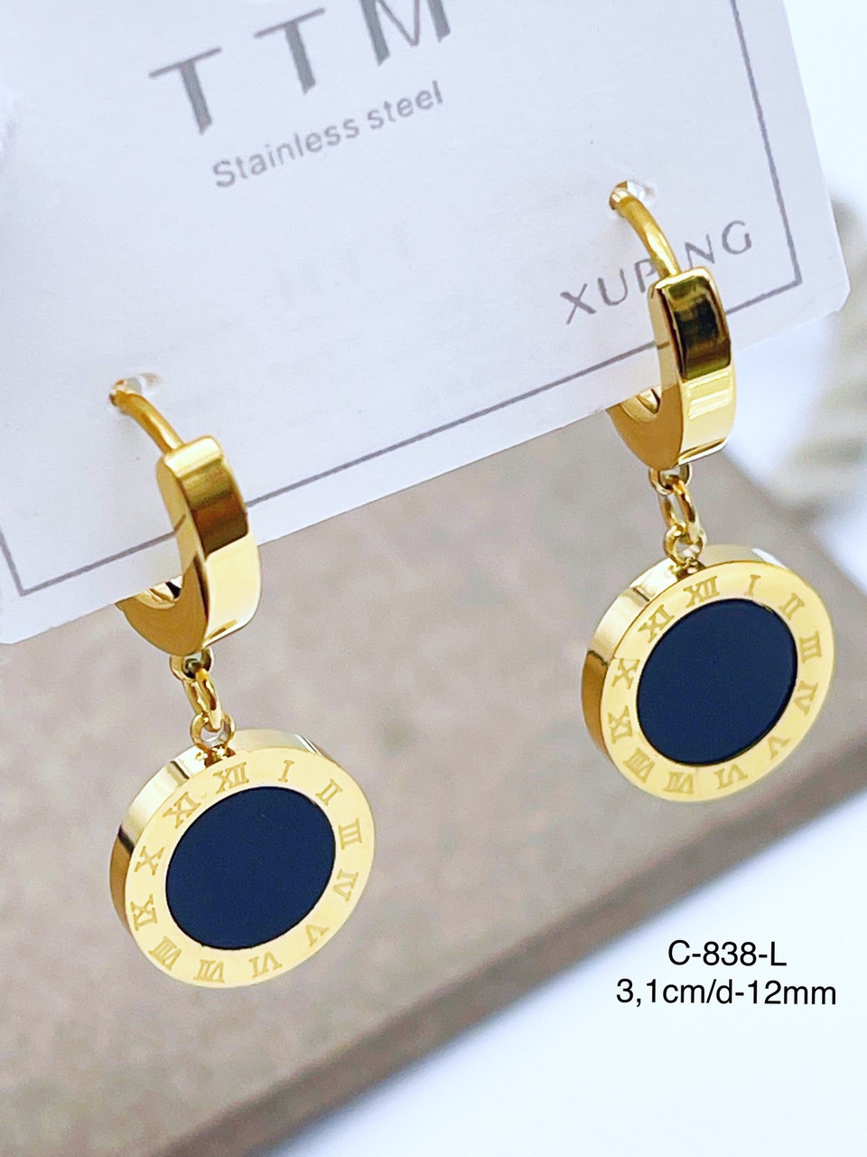 Сережки Xuping Stainlees steel позолота 14к