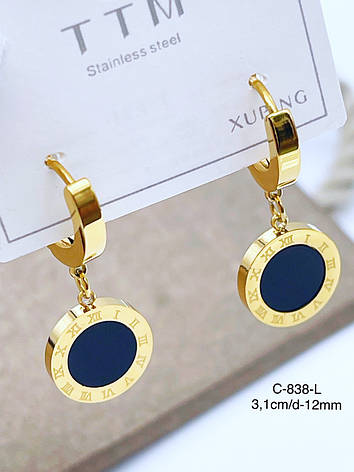 Сережки Xuping Stainlees steel позолота 14к, фото 1