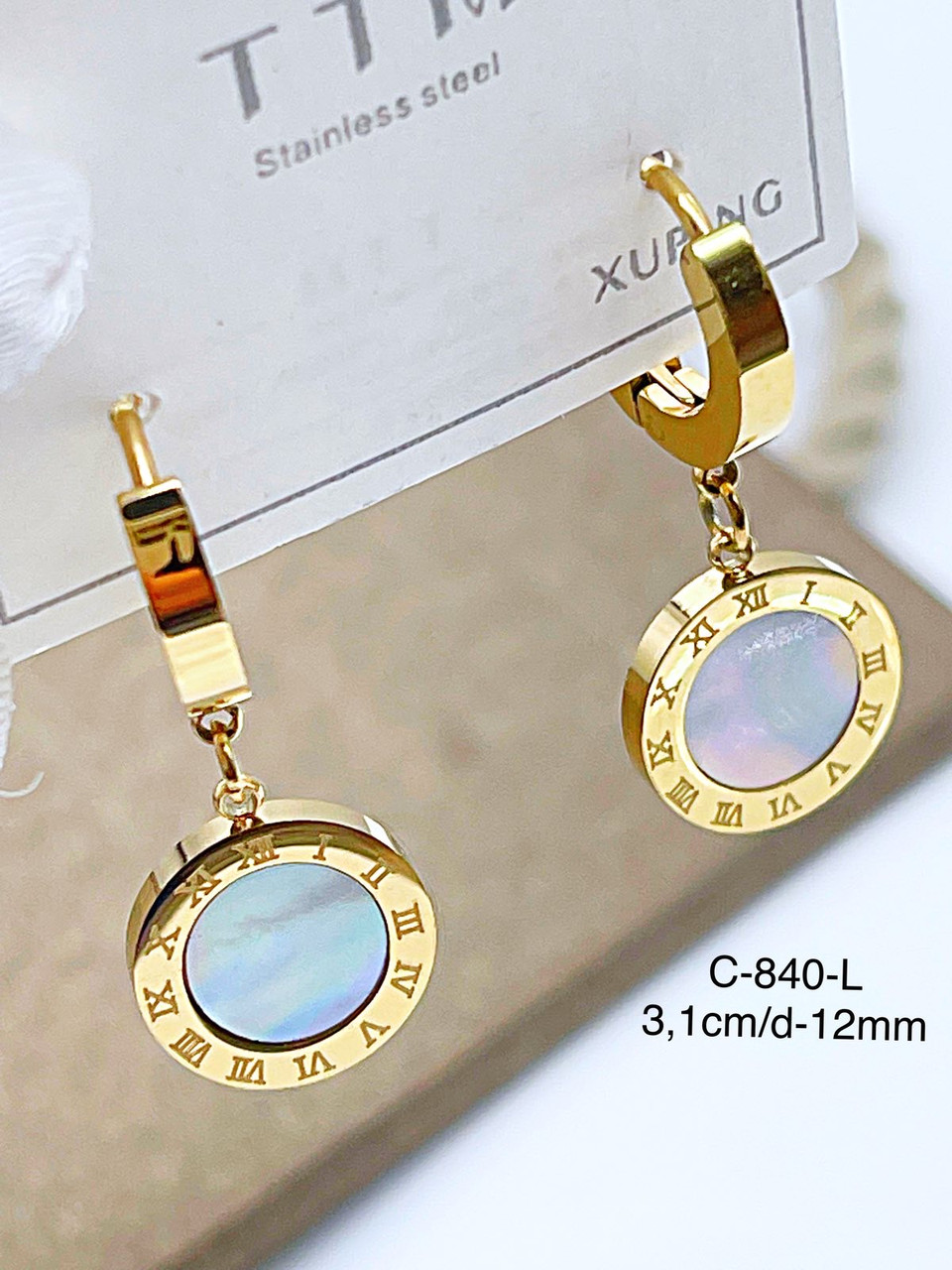 Сережки Xuping Stainlees steel позолота 14к