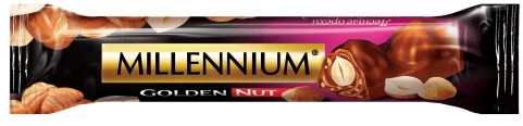 Батончик із чорного шоколаду Millennium Golden Nut із цільними лісовими горіхами 40 грамів, фото 1