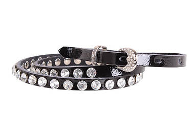 Жіночий ремінь зі стразами з натуральної шкіри ST49186 чорний