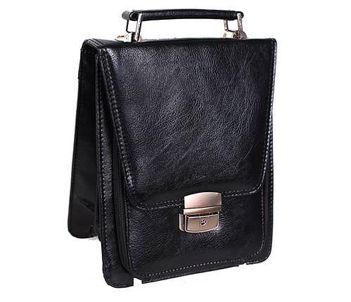 Чоловіча барсетка зі штучної шкіри 1812BL чорна, фото 1