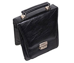 Чоловіча барсетка зі штучної шкіри 1812BL чорна, фото 4