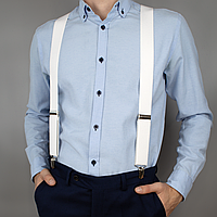 Підтяжки чоловічі гумка 35Y білі регульовані на зажимах